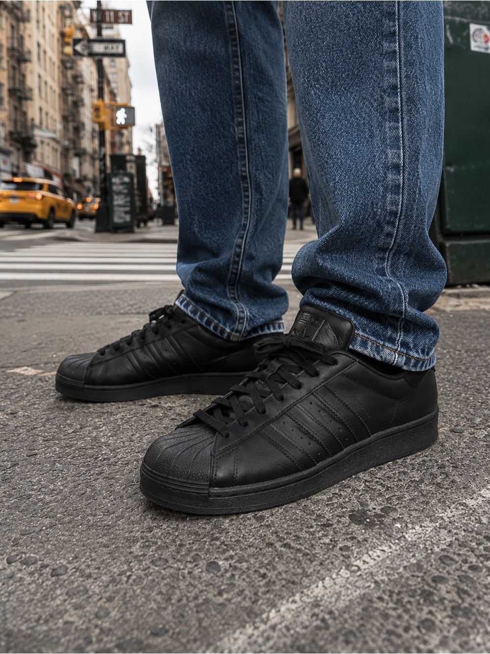 adidas Black Leather Superstar Sneakers